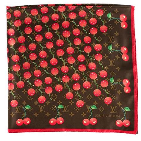 LOUIS VUITTON Silk Monogram Cerises Scarf 